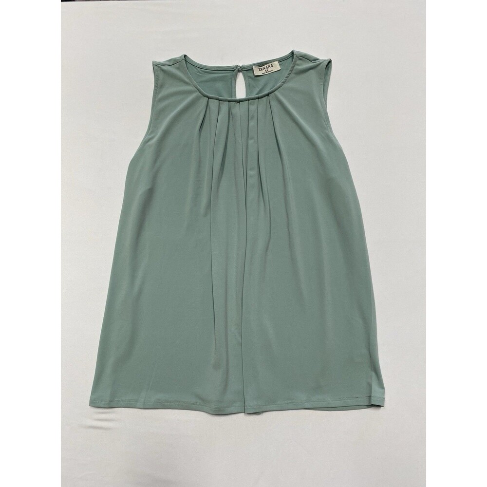 Zenana Mint Green Pleated Keyhole Tank Top 1X Plus Size Blouse